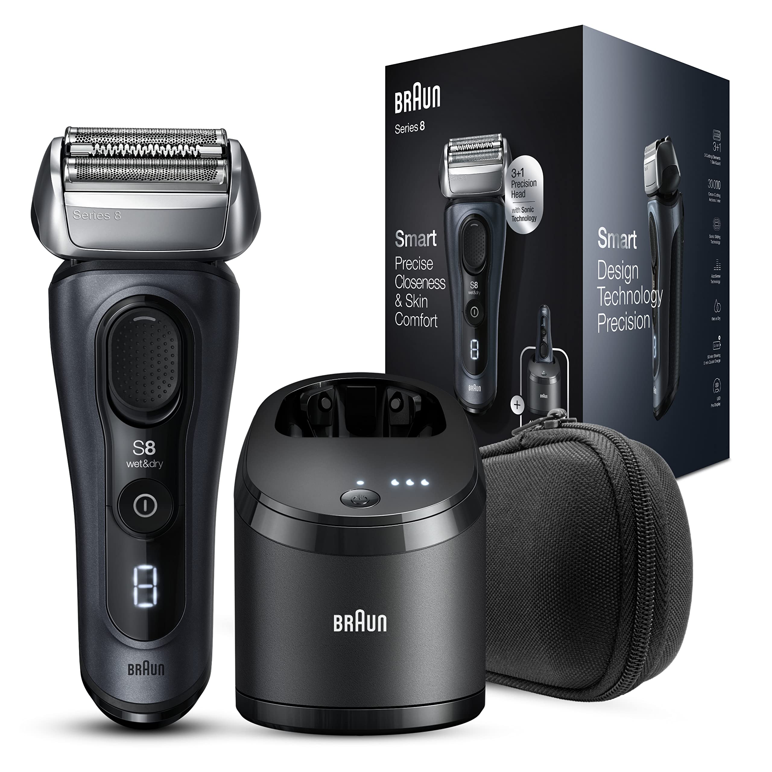 Braun Electric Shaver for Men Series 8 8453cc, Wet & Dry 3+1 Head